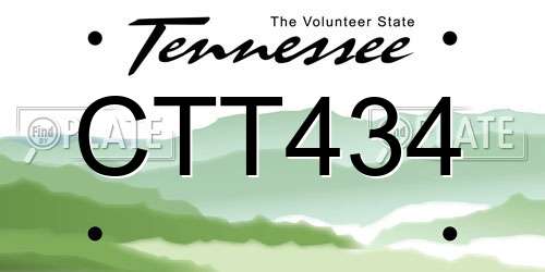 CTT434 Tennessee License Plate