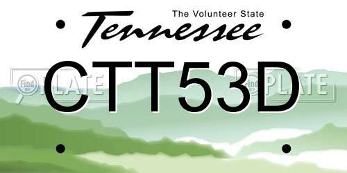 CTT53D Tennessee License Plate