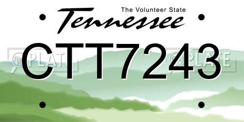 CTT7243 Tennessee License Plate