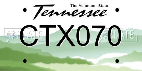 CTX070 Tennessee License Plate