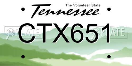 CTX651 Tennessee License Plate