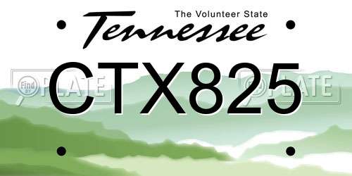 CTX825 Tennessee License Plate