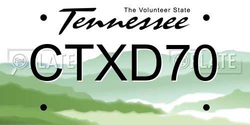 CTXD70 Tennessee License Plate