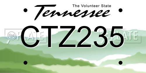 CTZ235 Tennessee License Plate