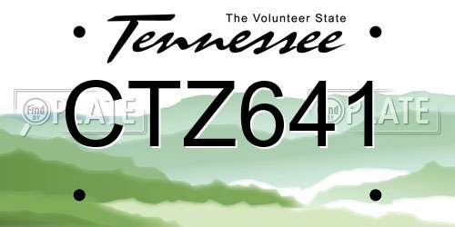 CTZ641 Tennessee License Plate