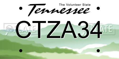 CTZA34 Tennessee License Plate