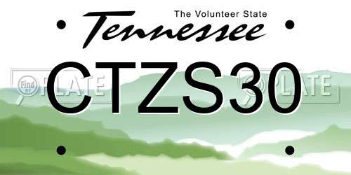 CTZS30 Tennessee License Plate