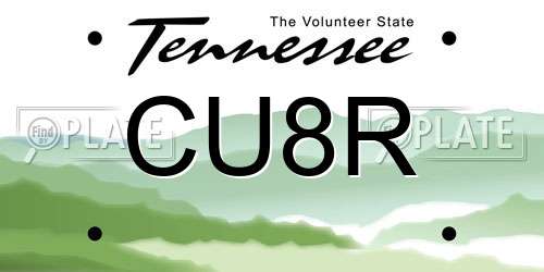 CU8R Tennessee License Plate