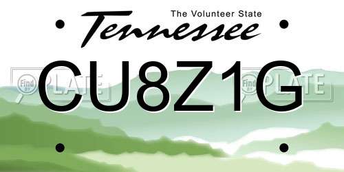 CU8Z1G Tennessee License Plate