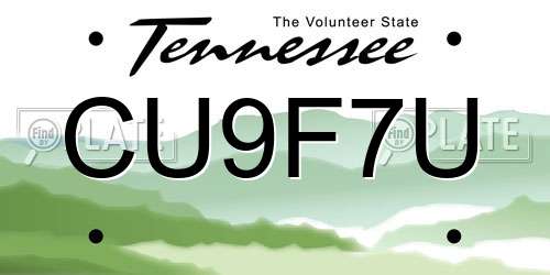 CU9F7U Tennessee License Plate