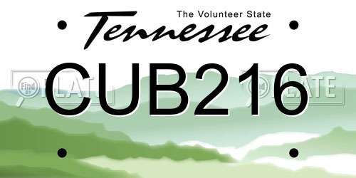 CUB216 Tennessee License Plate