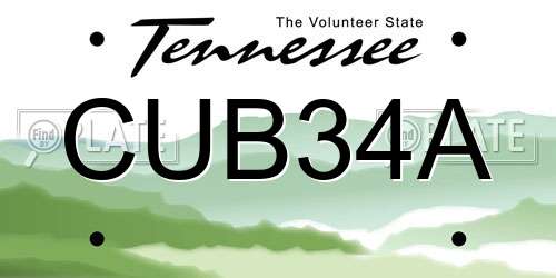 CUB34A Tennessee License Plate