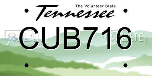 CUB716 Tennessee License Plate