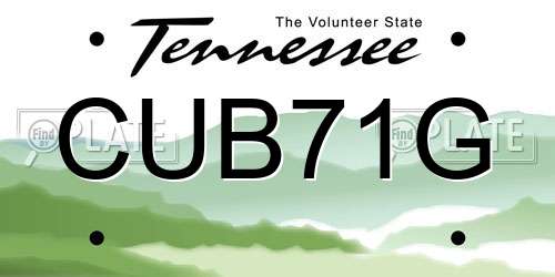 CUB71G Tennessee License Plate