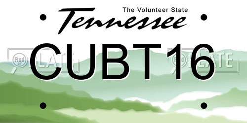 CUBT16 Tennessee License Plate
