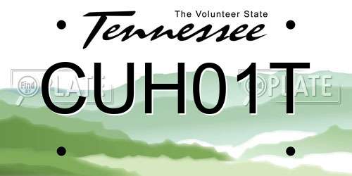 CUH01T Tennessee License Plate