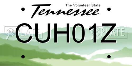 CUH01Z Tennessee License Plate