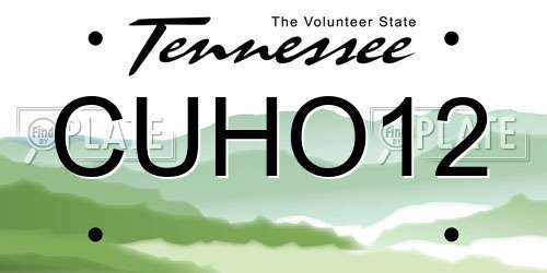 CUHO12 Tennessee License Plate