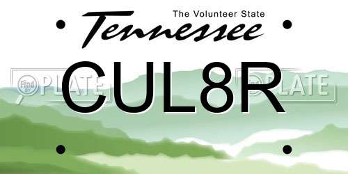CUL8R Tennessee License Plate