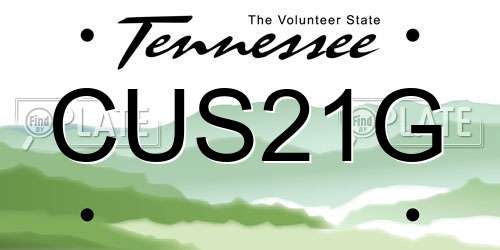 CUS21G Tennessee License Plate