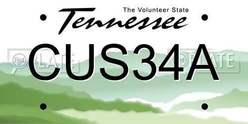 CUS34A Tennessee License Plate