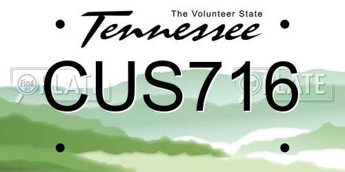 CUS716 Tennessee License Plate