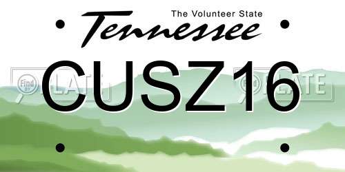 CUSZ16 Tennessee License Plate