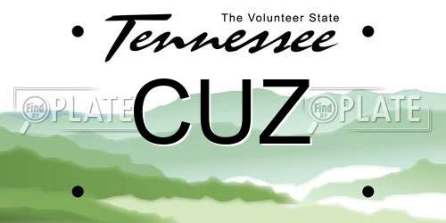 CUZ Tennessee License Plate