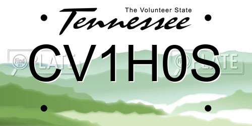 CV1H0S Tennessee License Plate