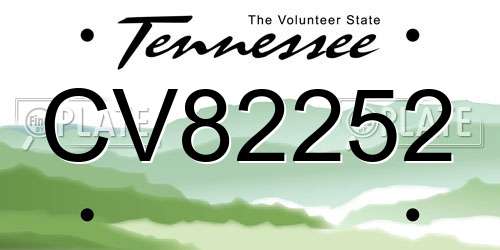 CV82252 Tennessee License Plate