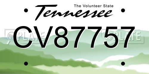 CV87757 Tennessee License Plate