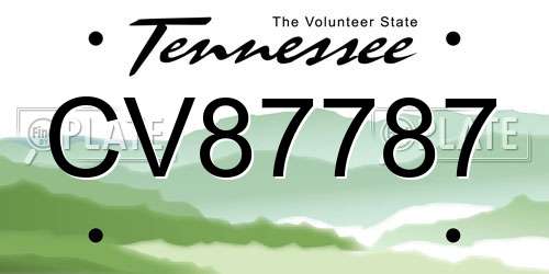 CV87787 Tennessee License Plate