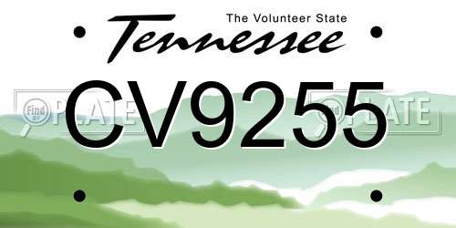CV9255 Tennessee License Plate
