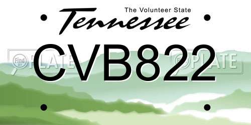 CVB822 Tennessee License Plate