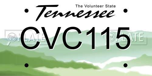 CVC115 Tennessee License Plate