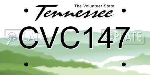 CVC147 Tennessee License Plate