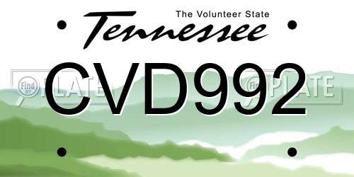 CVD992 Tennessee License Plate