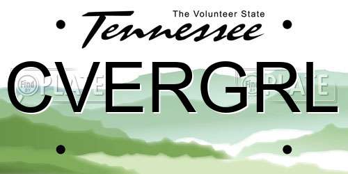 CVERGRL Tennessee License Plate