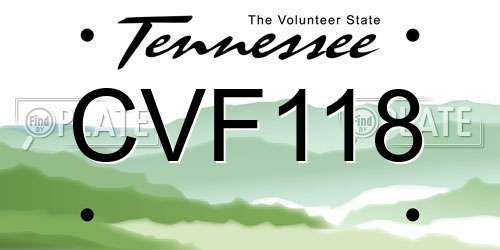 CVF118 Tennessee License Plate