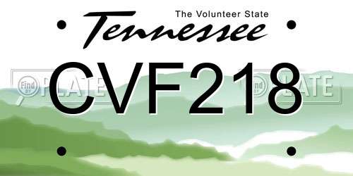 CVF218 Tennessee License Plate