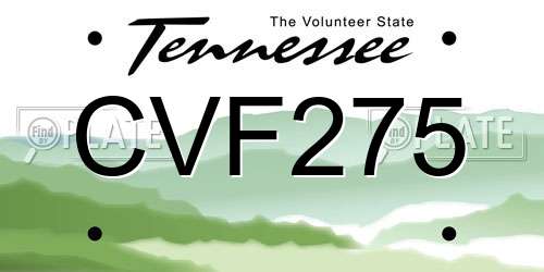 CVF275 Tennessee License Plate