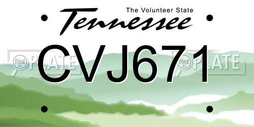 CVJ671 Tennessee License Plate