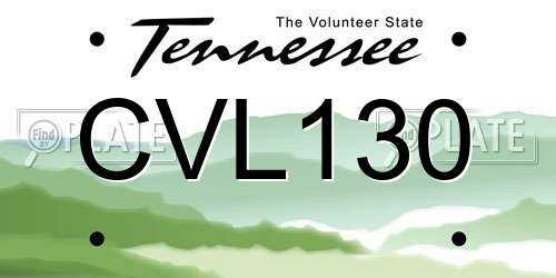 CVL130 Tennessee License Plate