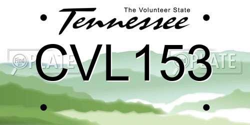 CVL153 Tennessee License Plate