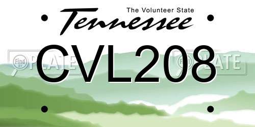CVL208 Tennessee License Plate