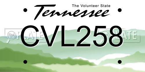 CVL258 Tennessee License Plate