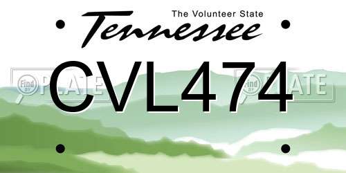 CVL474 Tennessee License Plate
