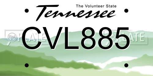 CVL885 Tennessee License Plate