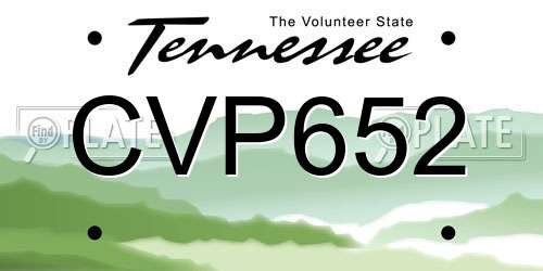 CVP652 Tennessee License Plate