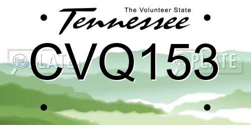 CVQ153 Tennessee License Plate